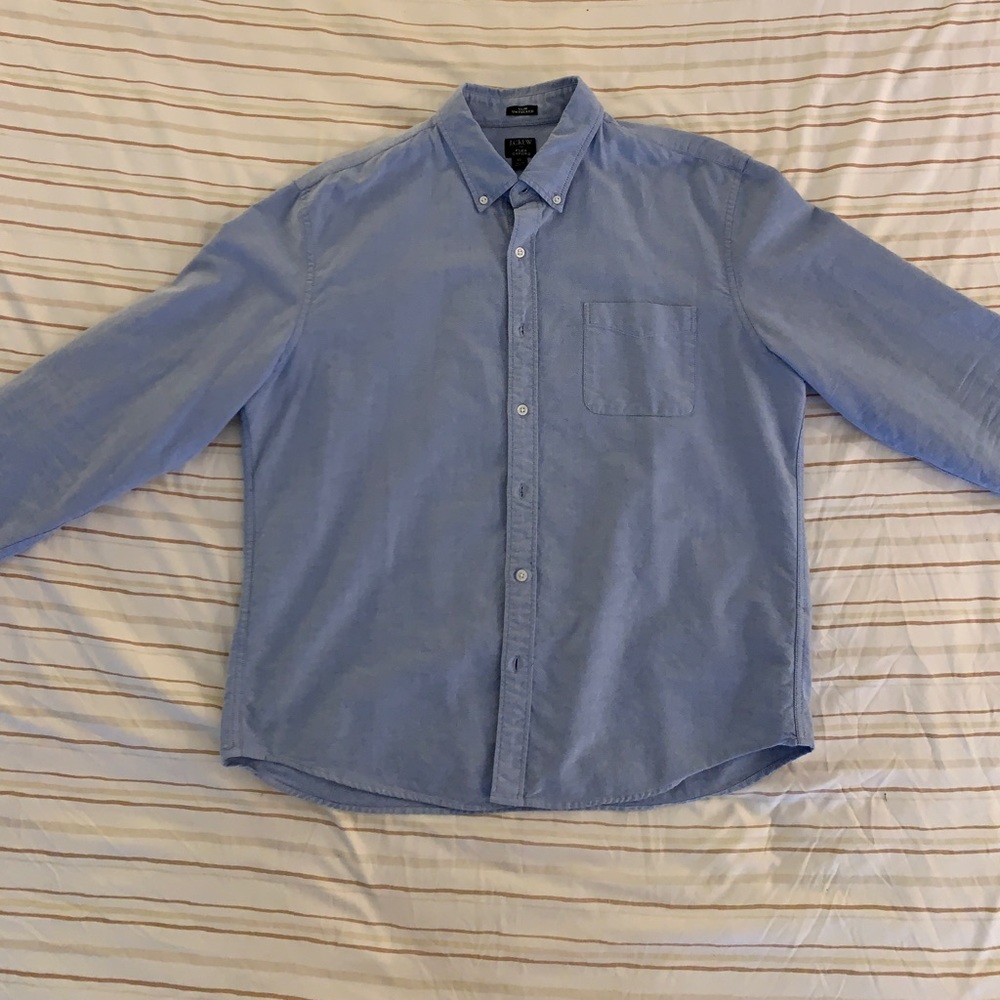 J.Crew Slim Untucked Flex Oxford Button Down Shirt Mens Size XL Light Blue